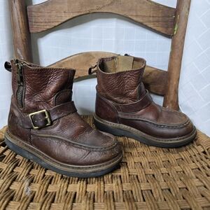 Brown Leather Georgia Wellington Kids Boots Side‎ Zip 13.5